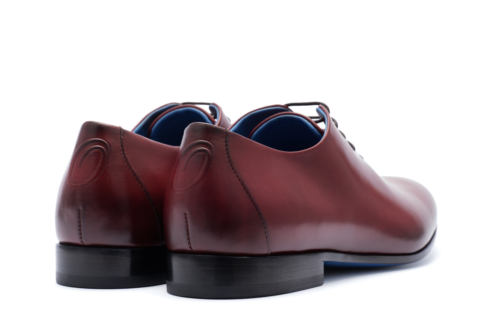 The Francesco by Nunzio Orsini — heel view, whole-cut Oxford in top grain Italian leather, Marche Italy