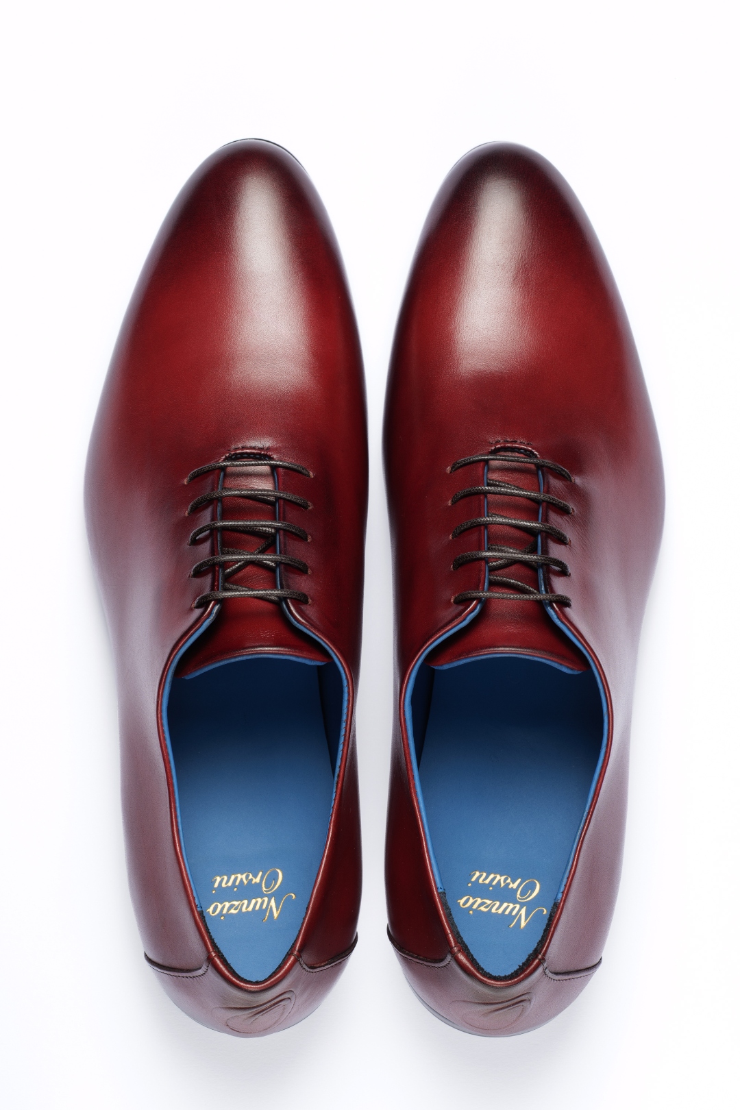 The Francesco by Nunzio Orsini — top-down view, whole-cut Oxford in top grain Italian leather