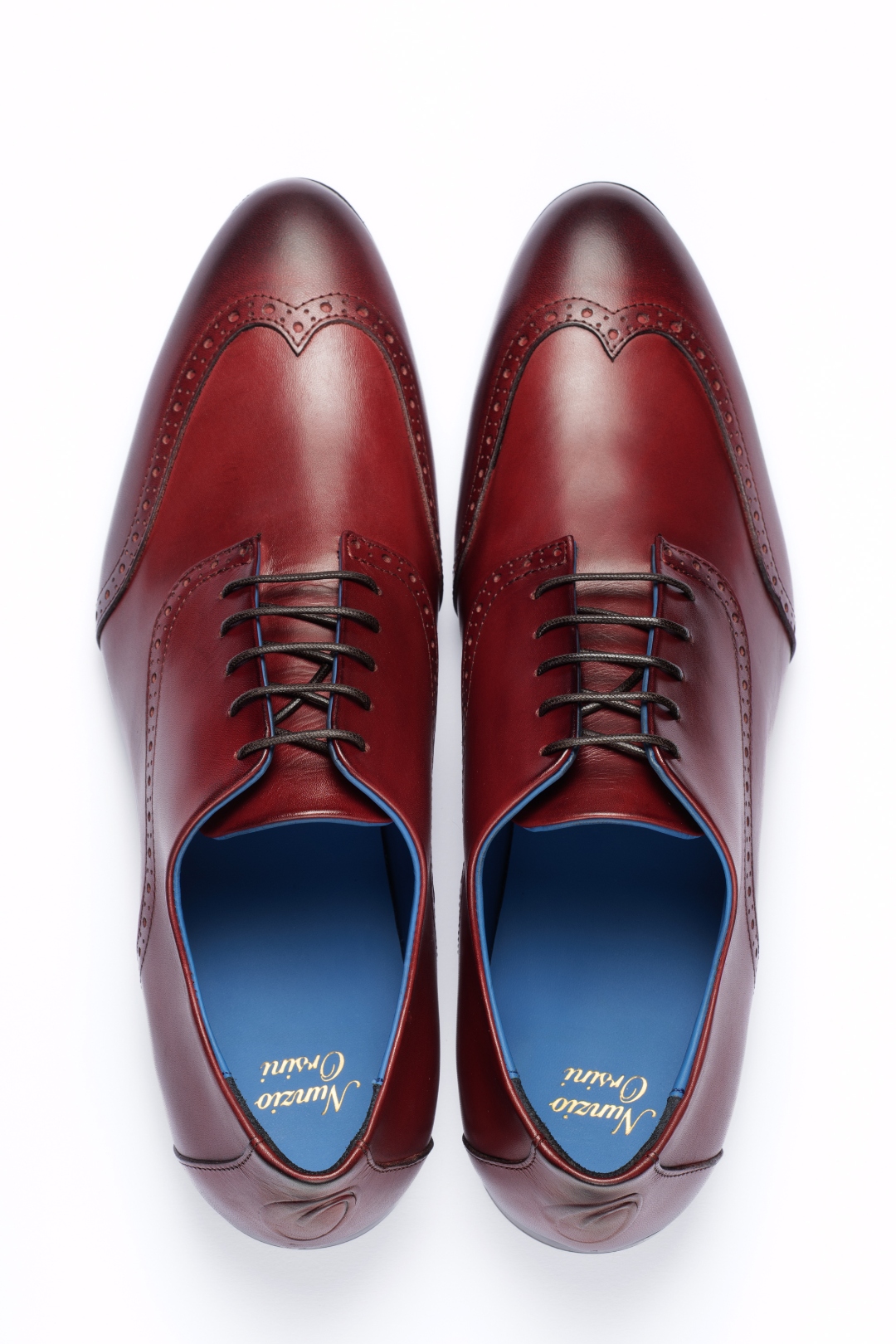 The Giuseppe by Nunzio Orsini — top-down view showing wingtip broguing on top grain Italian leather