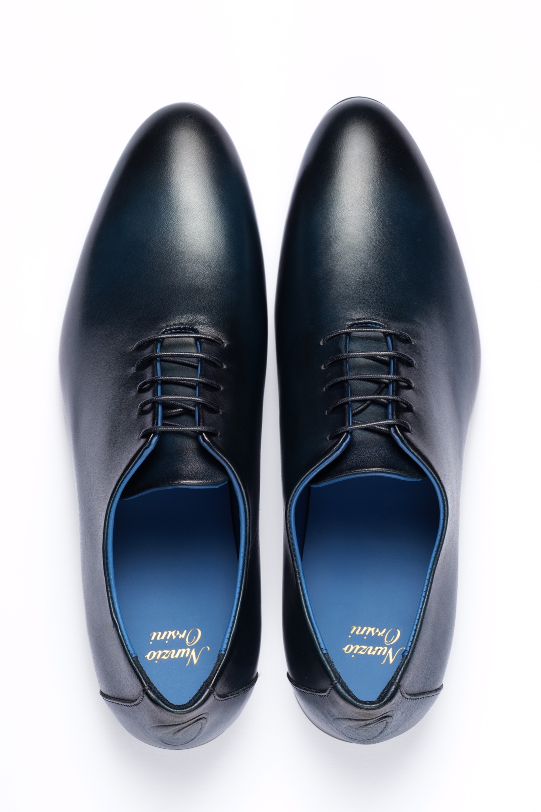 The Nunzio by Nunzio Orsini — top-down view, signature dark blue whole-cut Oxford in top grain Italian leather